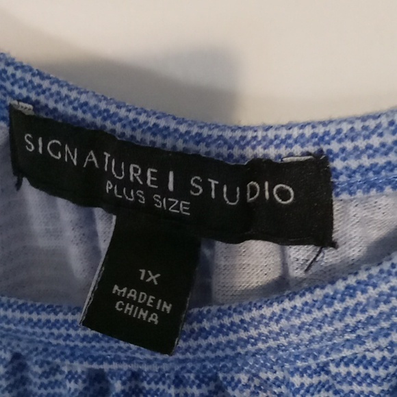 Signature Studio Light Blue Blouse with Navy Embroidery - Picture 3 of 5